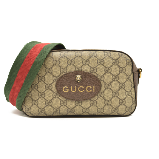 Gucci  GG Supreme Monogram Web Neo Vintage Shoulder Bag Beige New Acero Crop