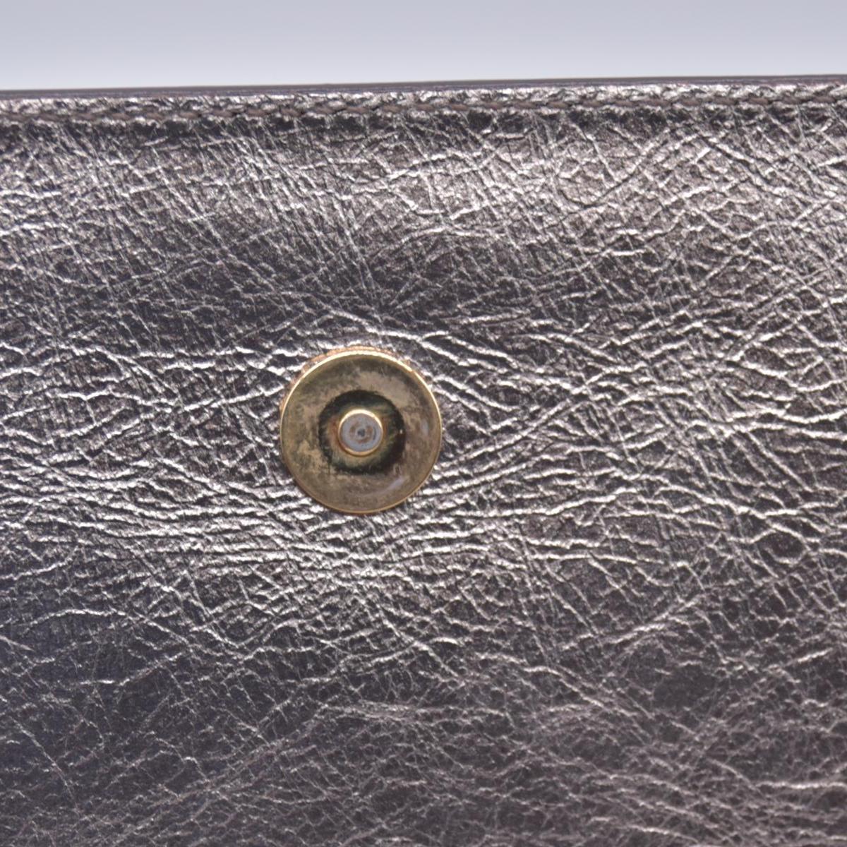 Saint Laurent Metallic Leather Large Belle De Jour Clutch Silver CONSIGNMENT