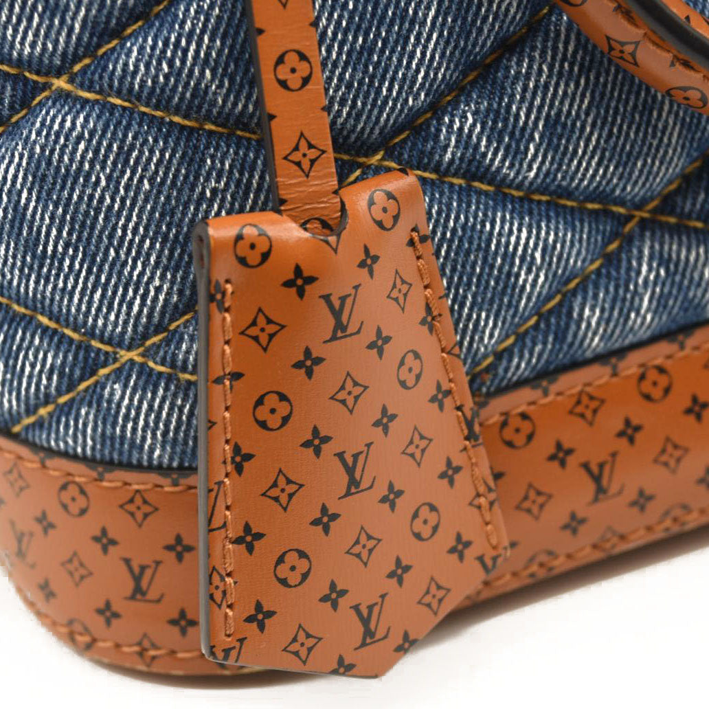 LOUIS VUITTON Denim Calfskin Reverse Monogram Malletage Alma BB Blue