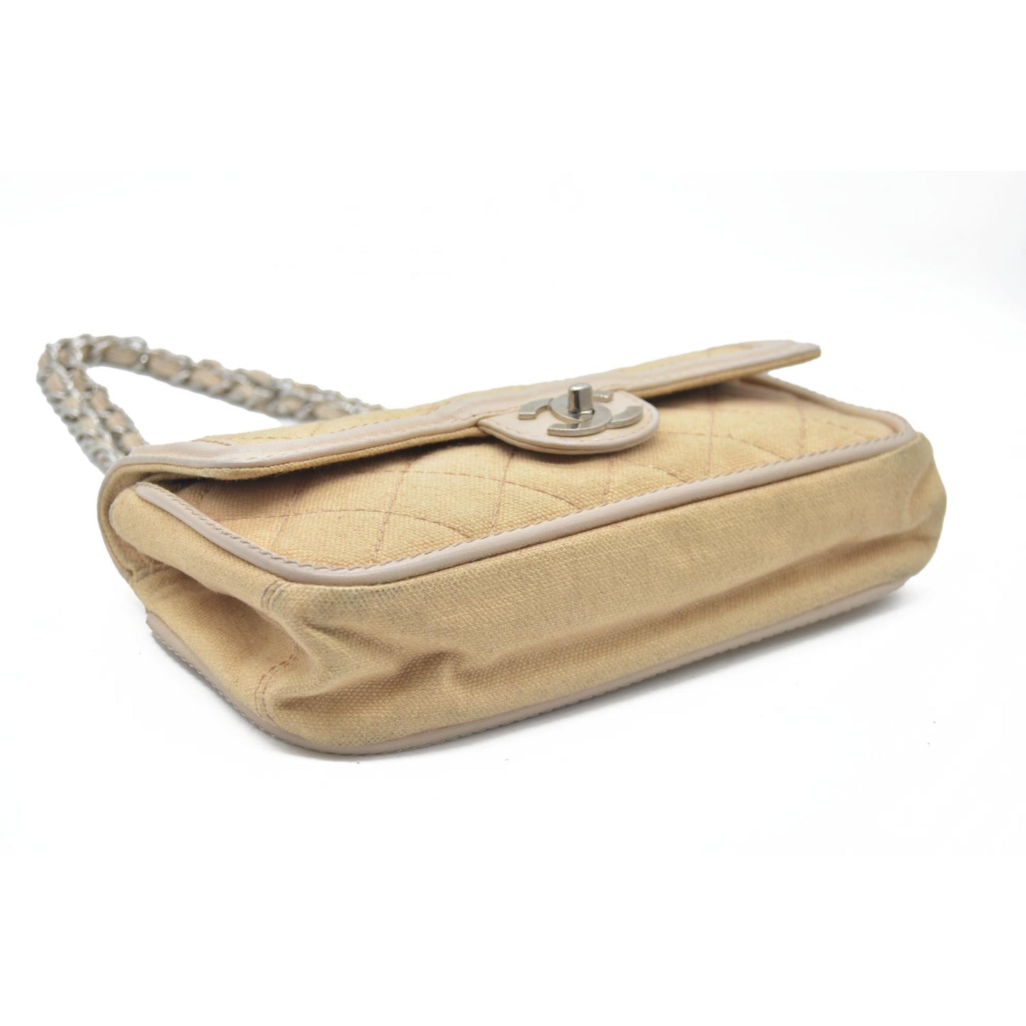 $2900 CHANEL 2006-2008 Medium Classic Lambskin Trimmed Canvas Line Double Flap shoulder bag