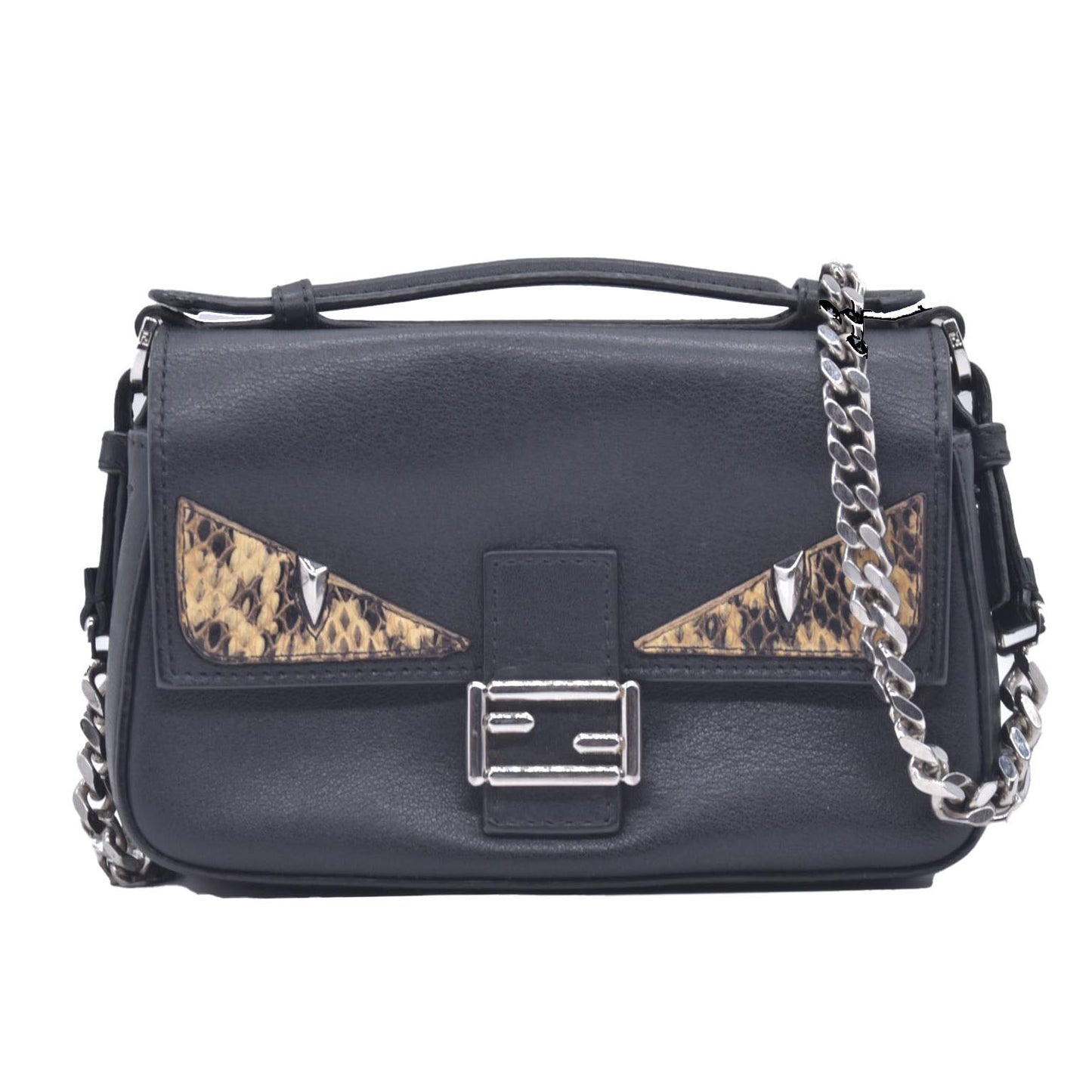 $2500 FENDI Monster Double Micro Baguette Black CONSIGNMENT