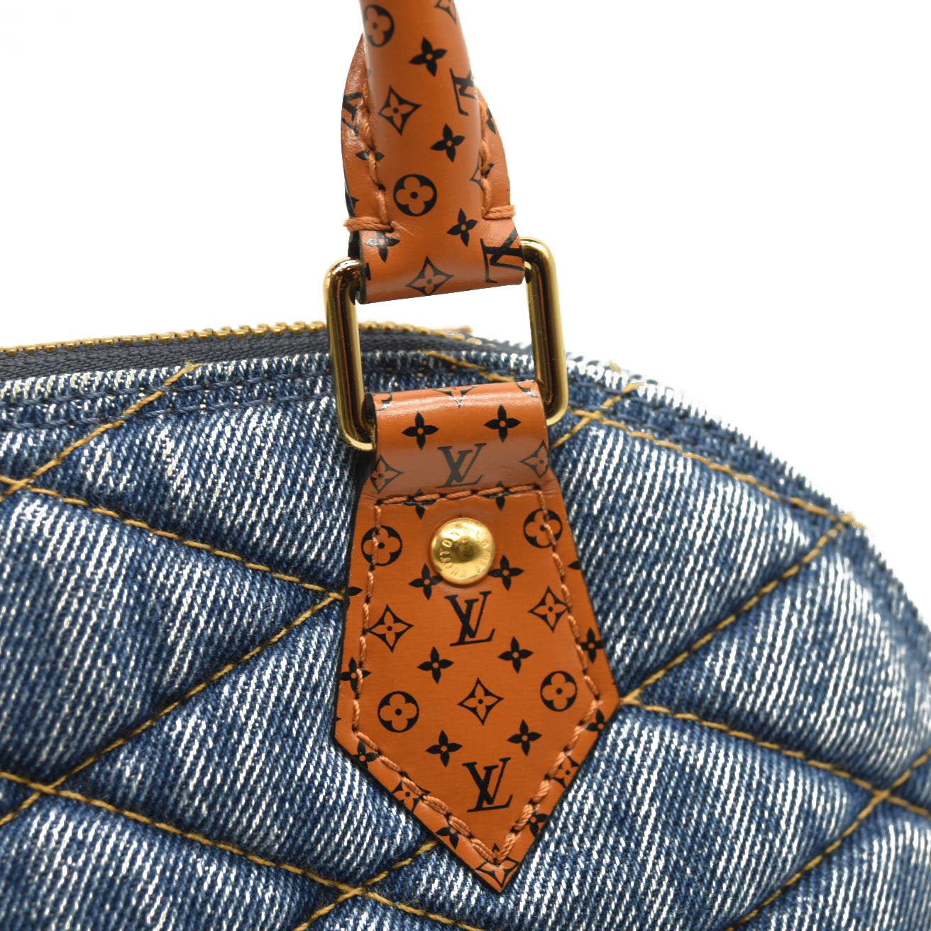 LOUIS VUITTON Denim Calfskin Reverse Monogram Malletage Alma BB Blue