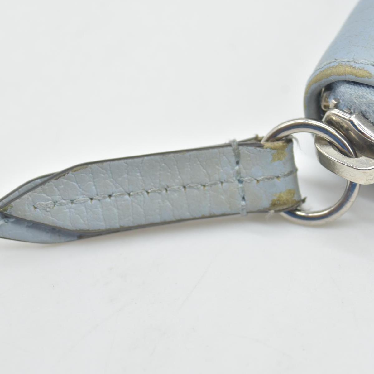 $660 Gucci Blue Calfskin Monochrome Dollar GG Marmont Zip Around Card Holder