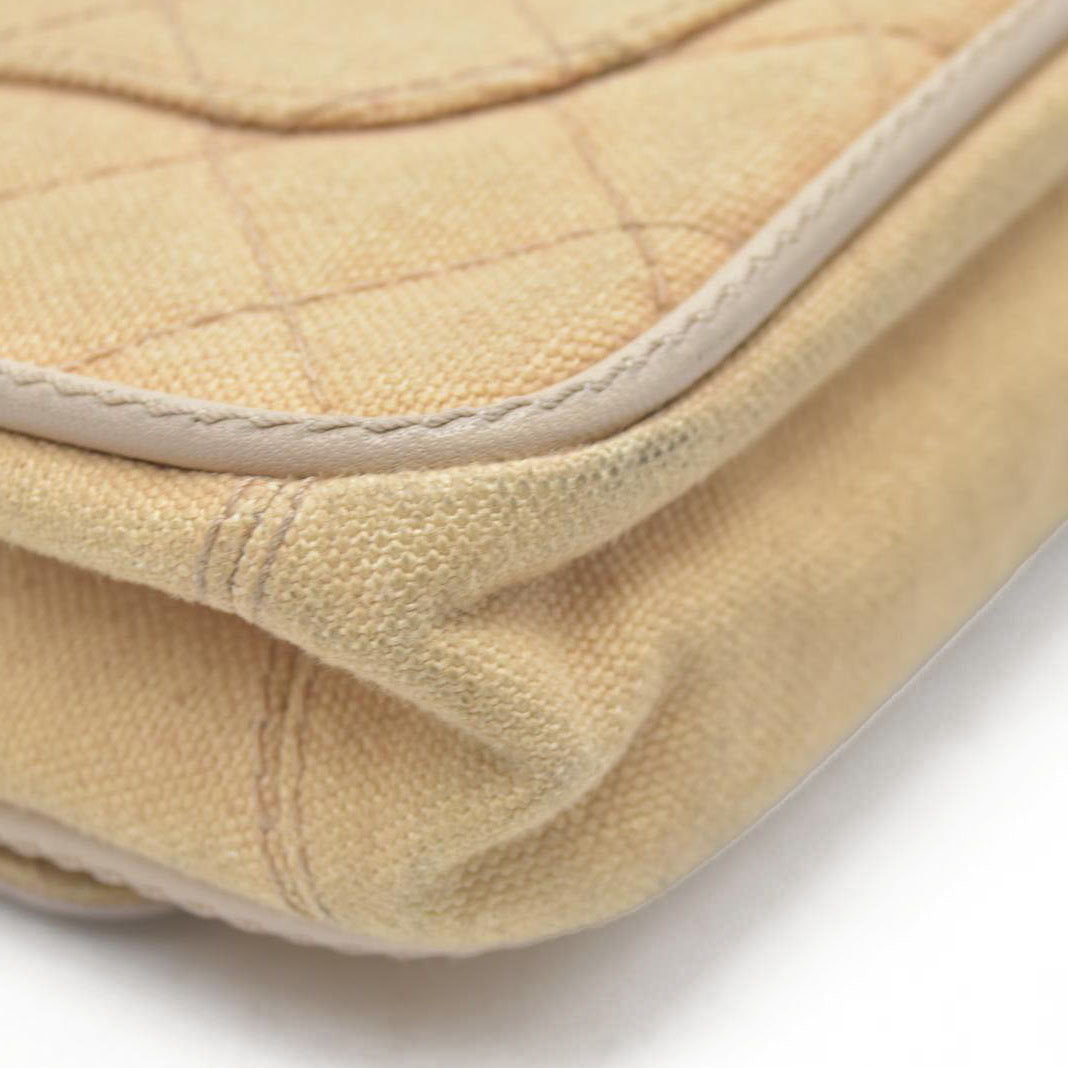 $2900 CHANEL 2006-2008 Medium Classic Lambskin Trimmed Canvas Line Double Flap shoulder bag