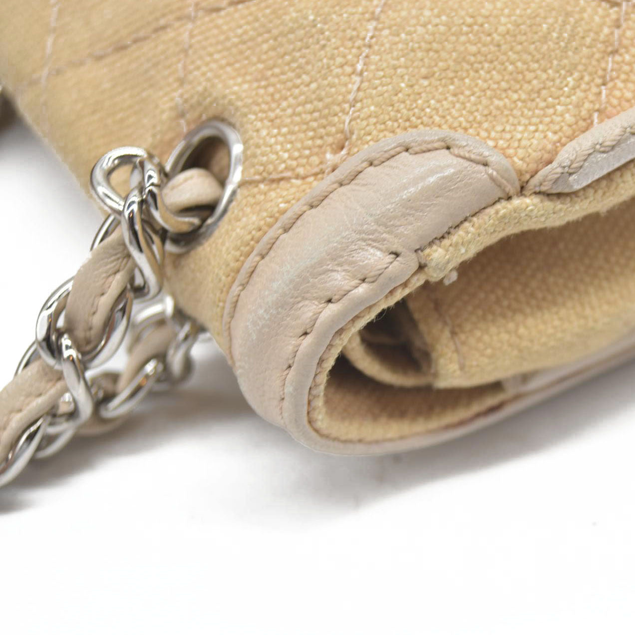 $2900 CHANEL 2006-2008 Medium Classic Lambskin Trimmed Canvas Line Double Flap shoulder bag