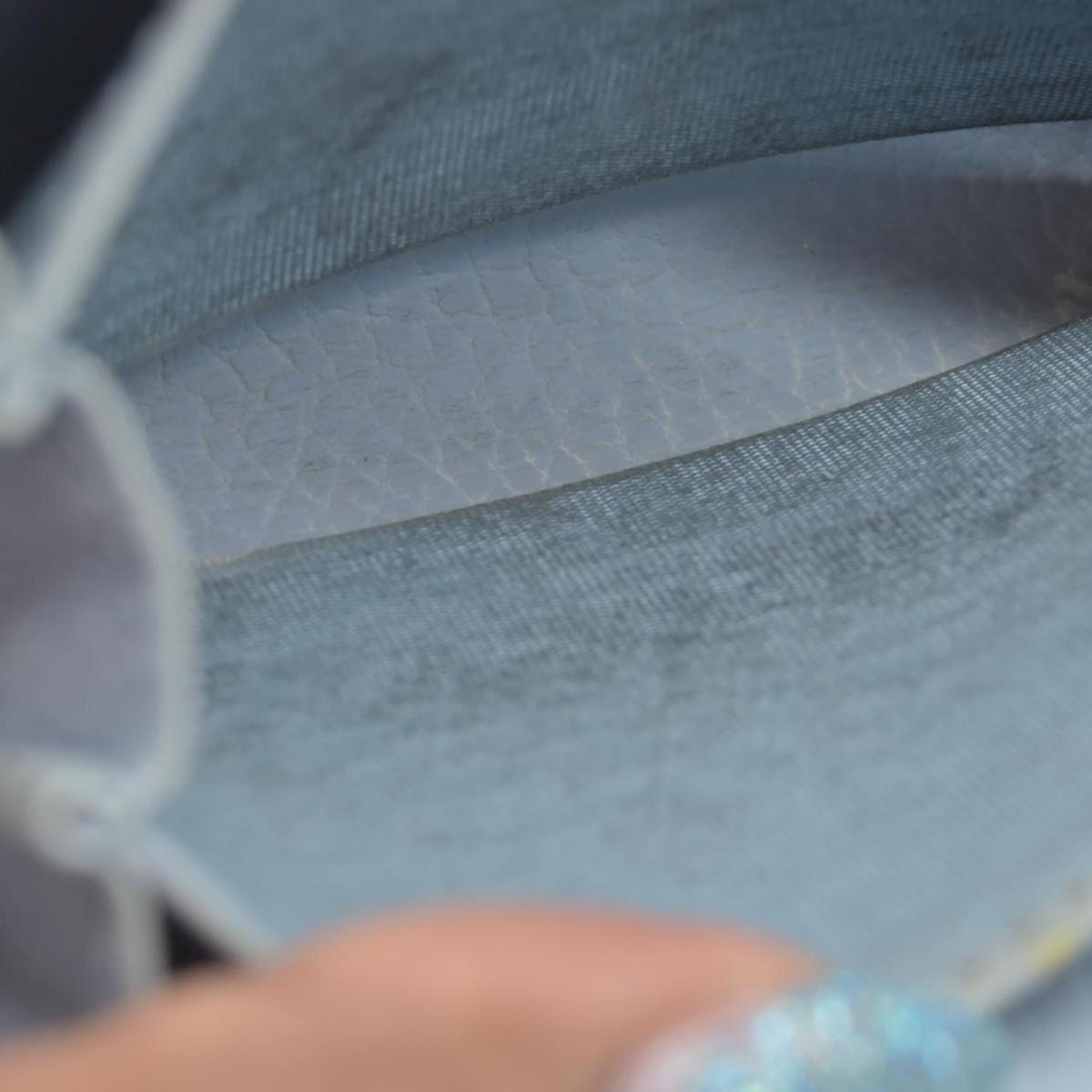 $660 Gucci Blue Calfskin Monochrome Dollar GG Marmont Zip Around Card Holder