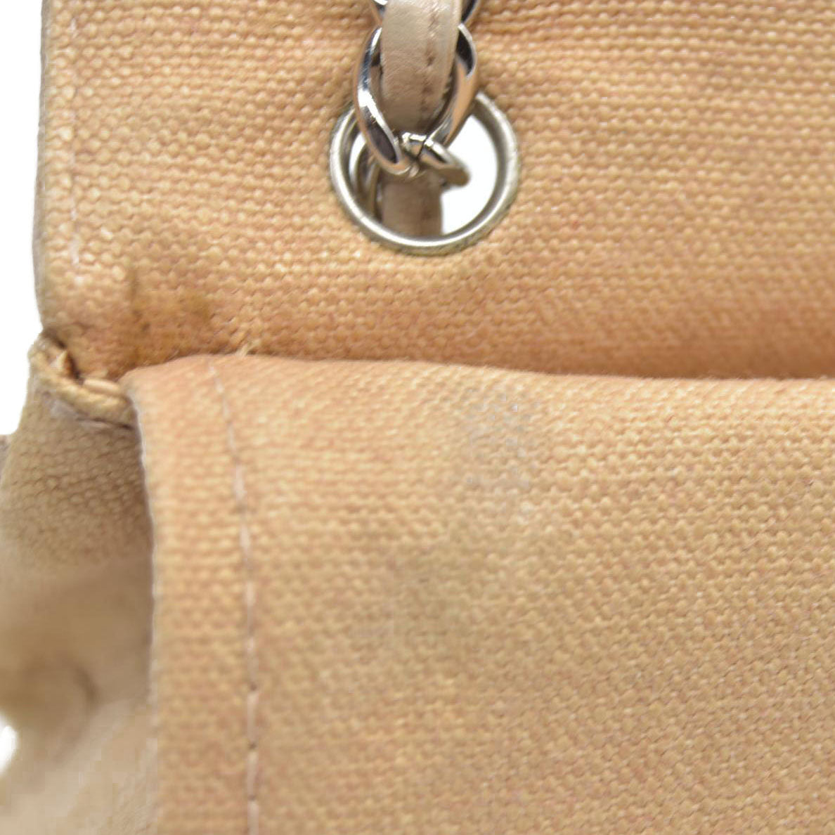 $2900 CHANEL 2006-2008 Medium Classic Lambskin Trimmed Canvas Line Double Flap shoulder bag