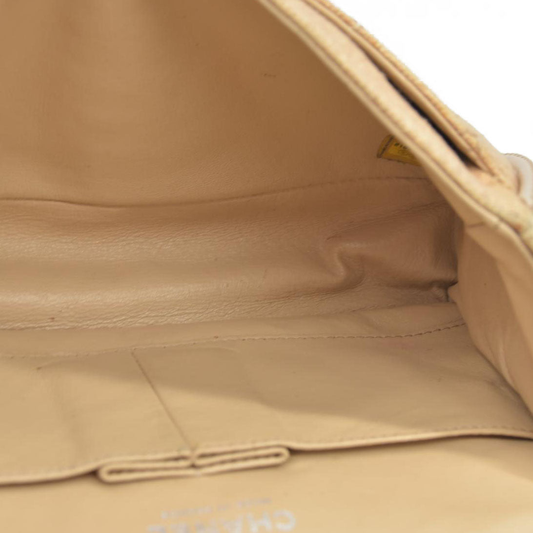 $2900 CHANEL 2006-2008 Medium Classic Lambskin Trimmed Canvas Line Double Flap shoulder bag