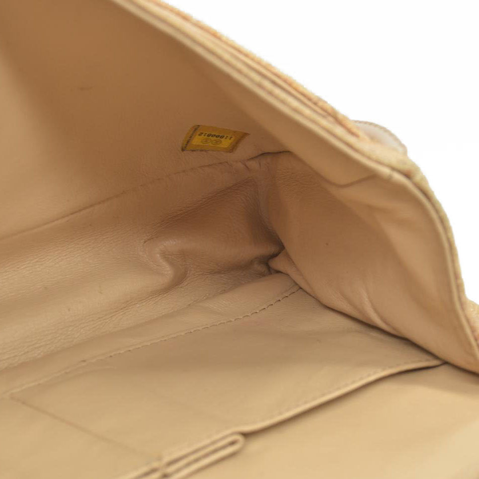 $2900 CHANEL 2006-2008 Medium Classic Lambskin Trimmed Canvas Line Double Flap shoulder bag