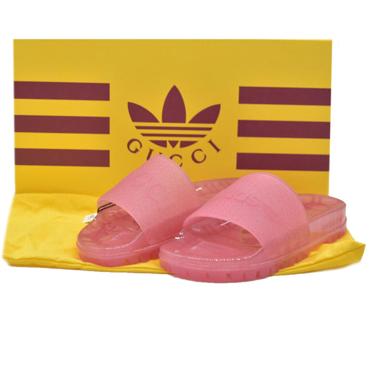 Pristine Gucci X Adidas Pink Platform Jelly Slides Sandals EU 37 US 7