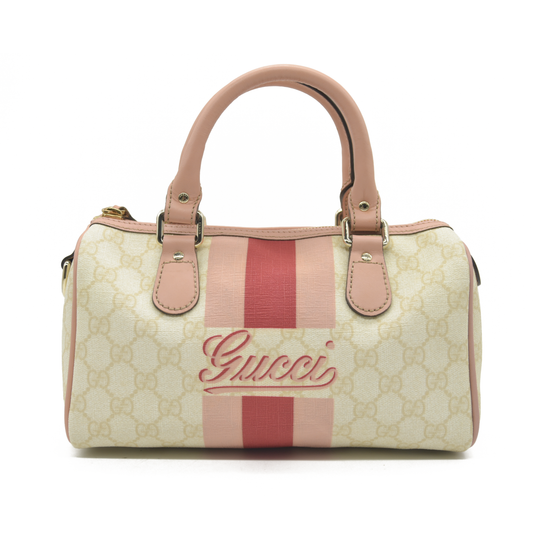 Gucci  GG Plus Monogram Web Stripe Small Joy Boston Pink