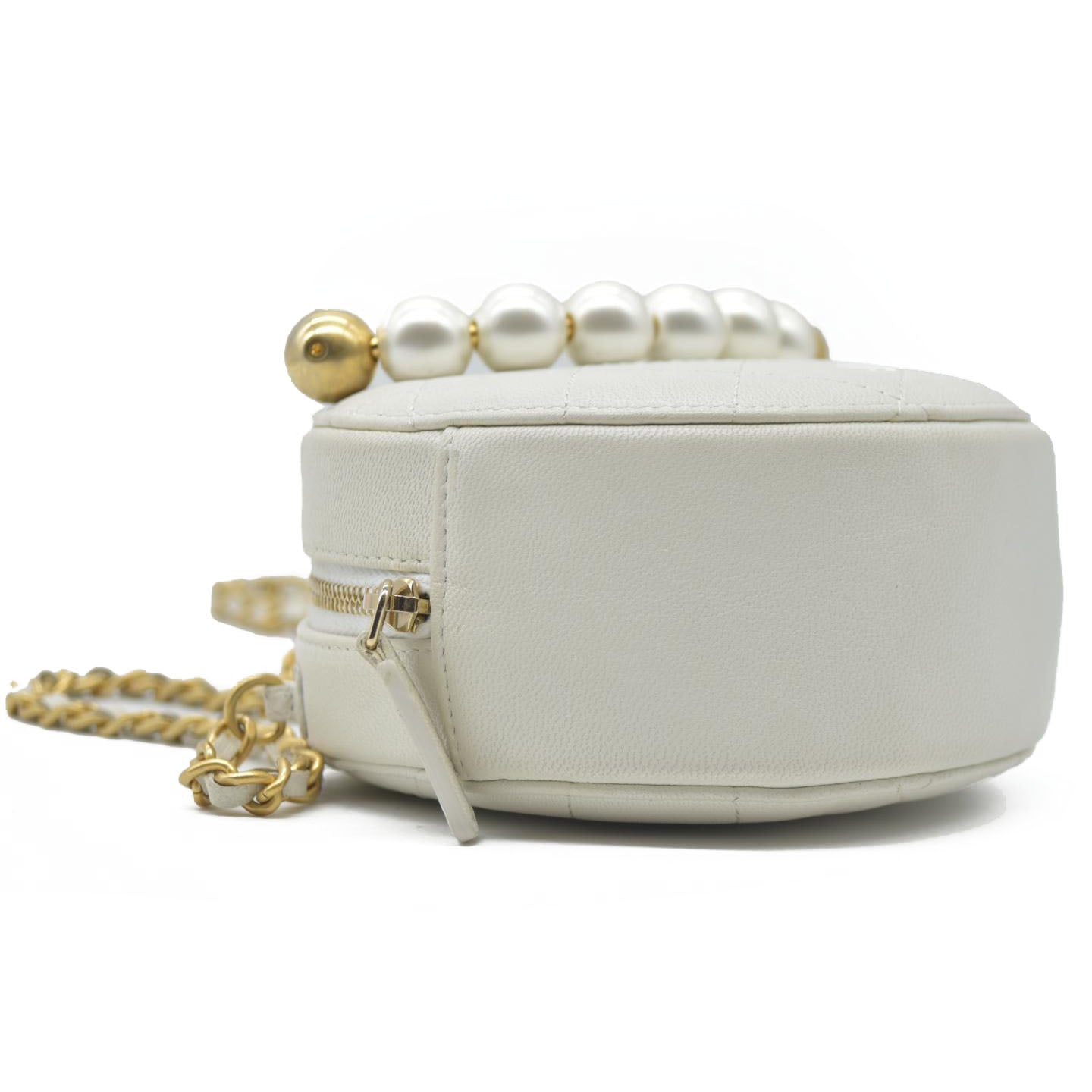 $3100 Chanel Lambskin Quilted Pearl Round Clutch With Chain White 29 2020