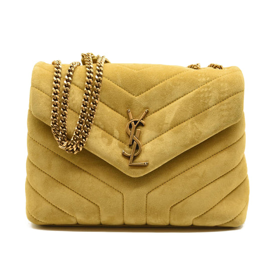 SAINT LAURENT Small Loulou Chain Bag Mustard Monogram Chain Shoulder Bag