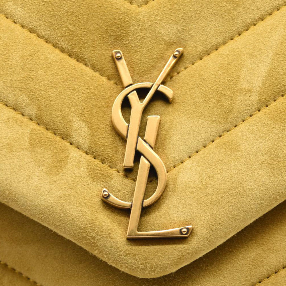 SAINT LAURENT Small Loulou Chain Bag Mustard Monogram Chain Shoulder Bag