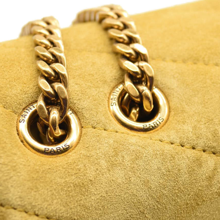 SAINT LAURENT Small Loulou Chain Bag Mustard Monogram Chain Shoulder Bag