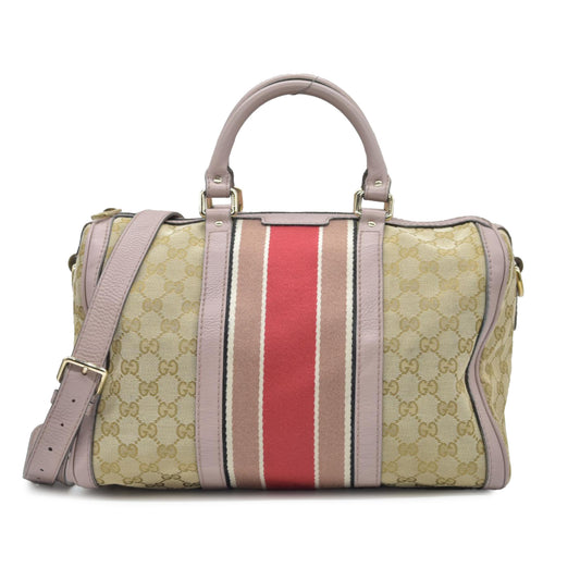 $1950 Gucci Vintage Web Boston Bag GG Canvas Medium Tote Bag