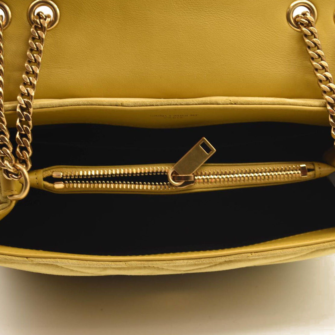 SAINT LAURENT Small Loulou Chain Bag Mustard Monogram Chain Shoulder Bag