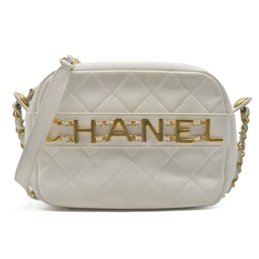 $4100 Chanel Calfskin Quilted Enchained Camera Case Bag White 2020