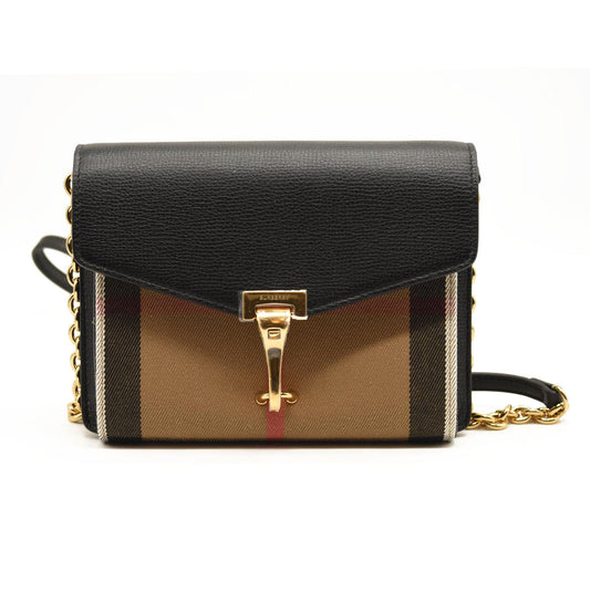 BURBERRY Derby Calfskin House Check Baby Macken Crossbody Bag Black