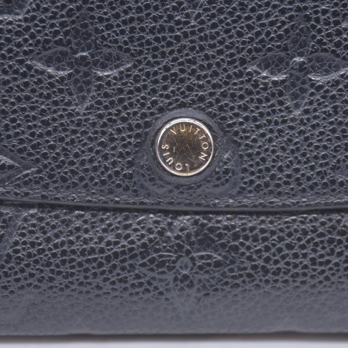$800 2016 Louis Vuitton Monogram Empreinte Leather Emilie Wallet Black Beige CA1146 CONSIGNMENT