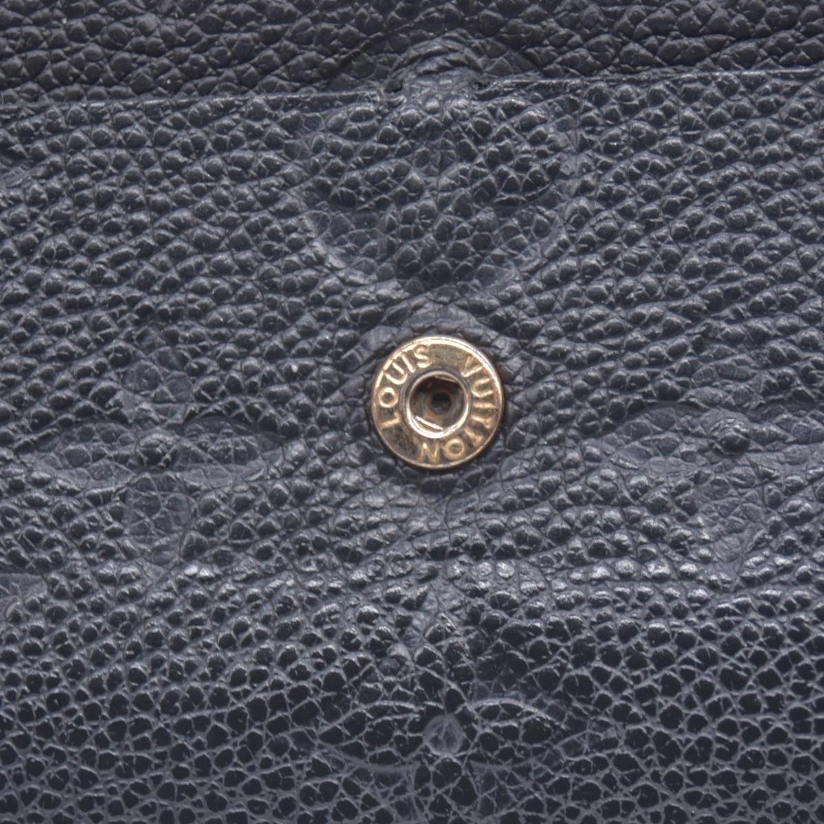 $800 2016 Louis Vuitton Monogram Empreinte Leather Emilie Wallet Black Beige CA1146 CONSIGNMENT