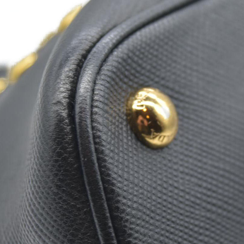 AUCTION $3450 Prada Black Leather Promenade Studded Satchel