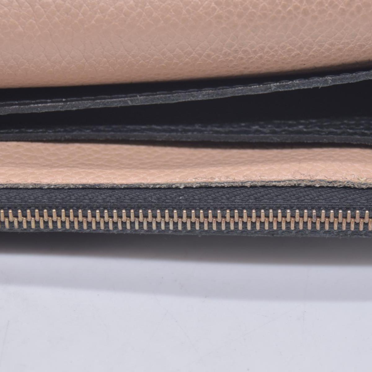 $800 2016 Louis Vuitton Monogram Empreinte Leather Emilie Wallet Black Beige CA1146 CONSIGNMENT
