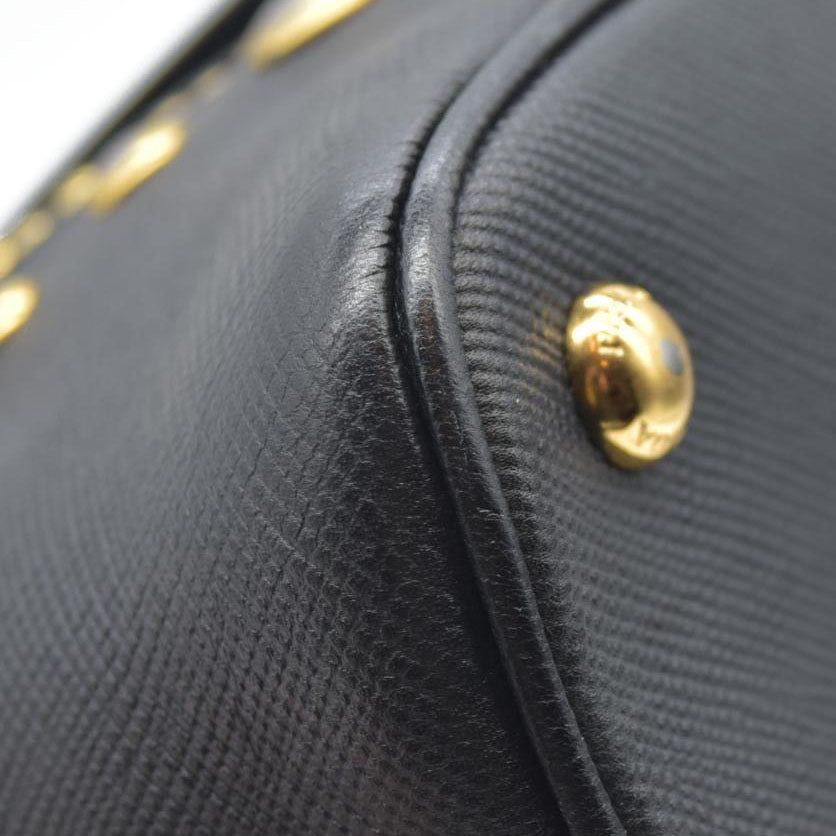 AUCTION $3450 Prada Black Leather Promenade Studded Satchel