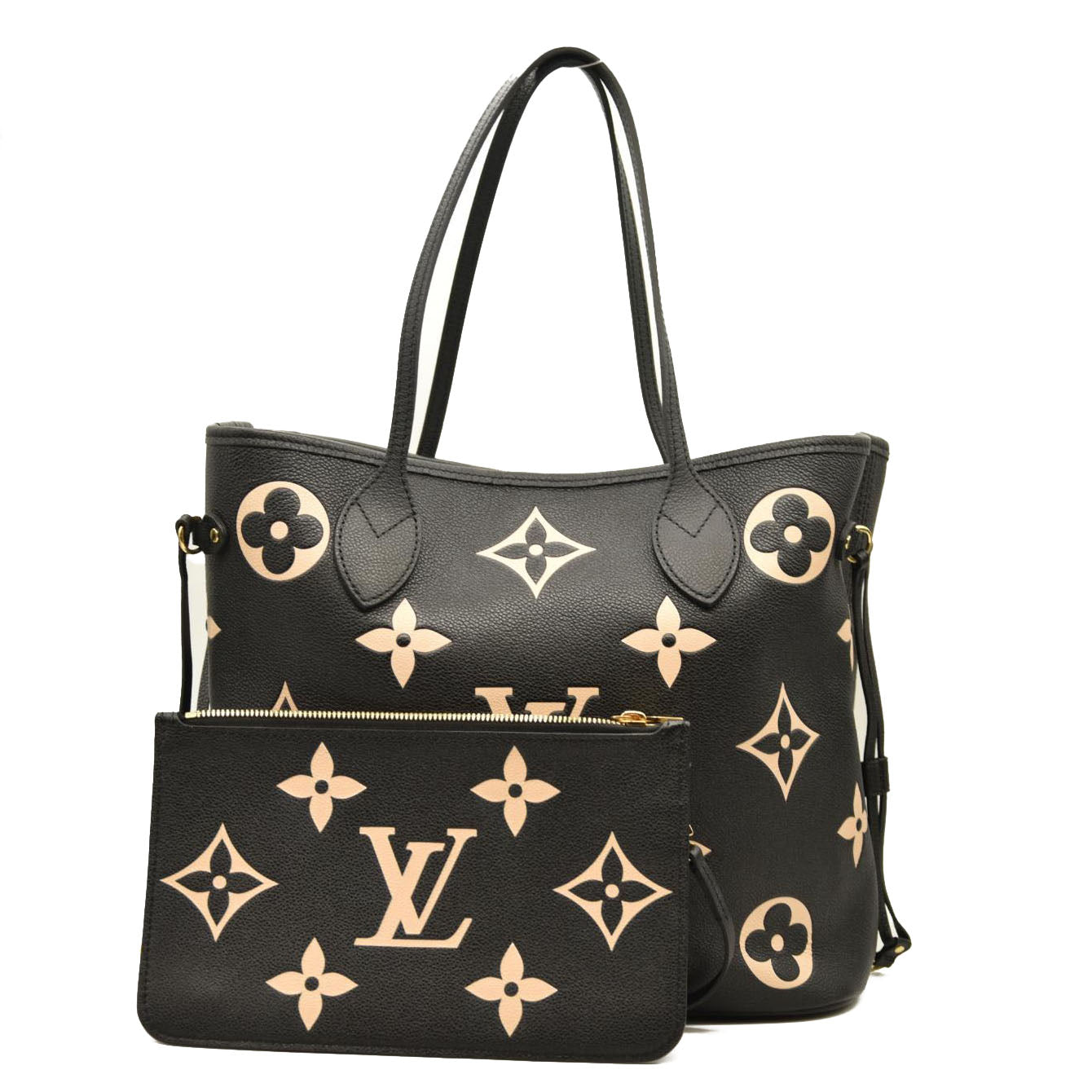 LOUIS VUITTON  Empreinte Monogram Giant Neverfull MM Black Beige