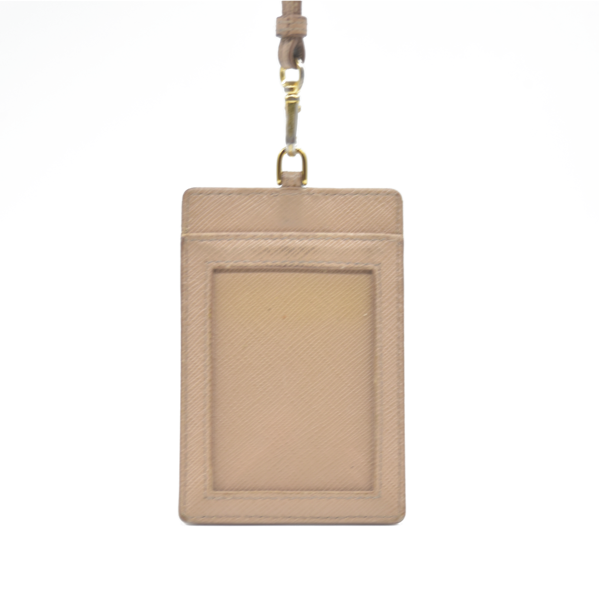PRADA Saffiano Leather Strap Card Case Beige