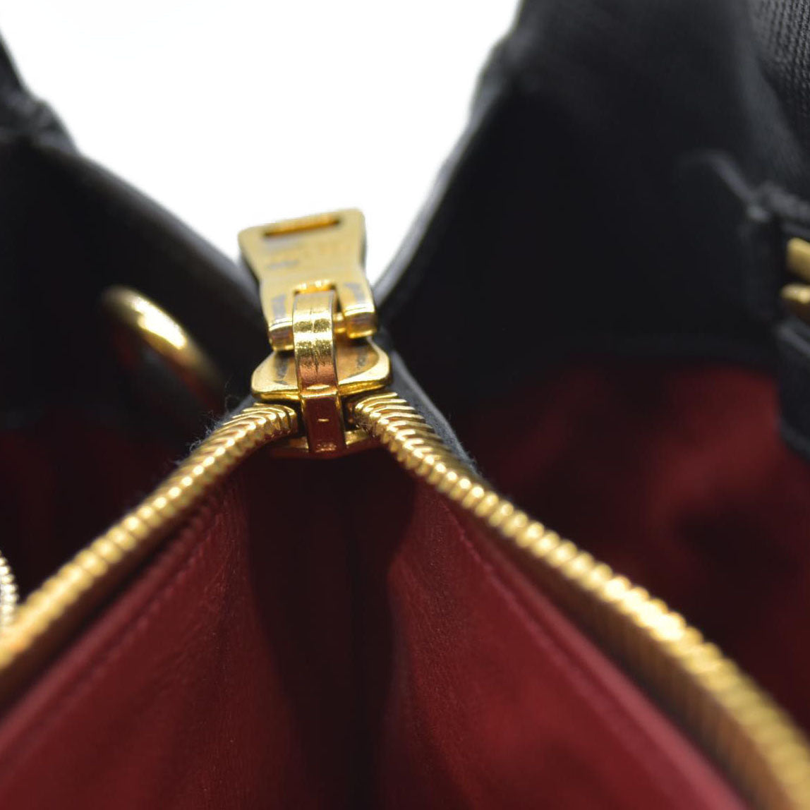 AUCTION $3450 Prada Black Leather Promenade Studded Satchel