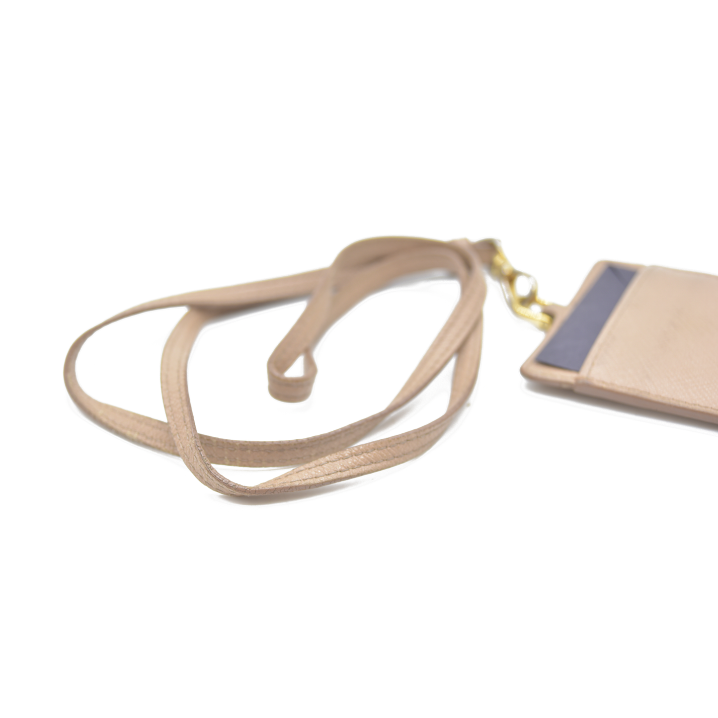 PRADA Saffiano Leather Strap Card Case Beige