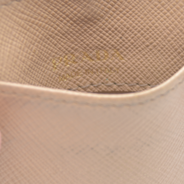 PRADA Saffiano Leather Strap Card Case Beige