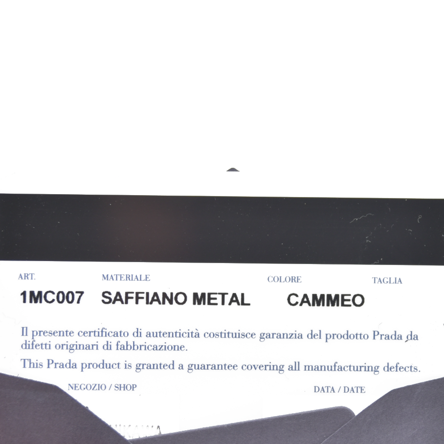 PRADA Saffiano Leather Strap Card Case Beige