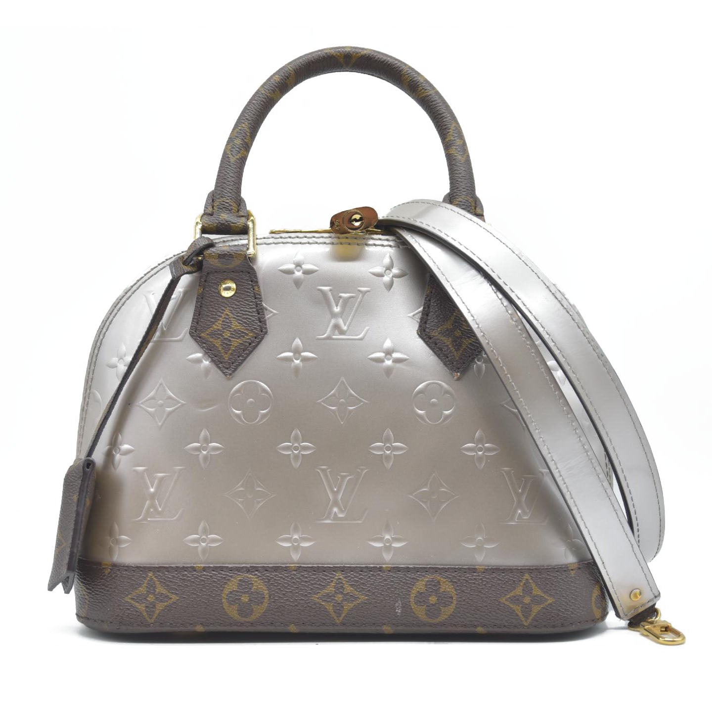 $1940 Louis Vuitton  Vernis Monogram Alma BB Taupe Metallise Crossbody
