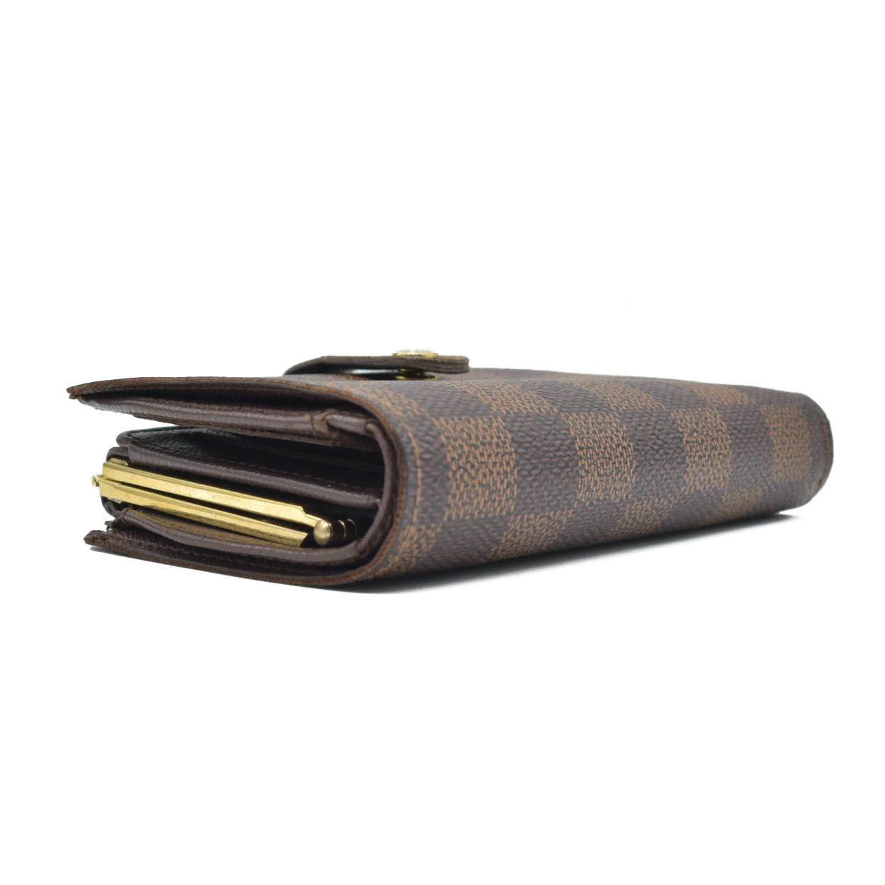 $750 2012 Louis Vuitton Damier Ebene French Kisslock Wallet MI0132