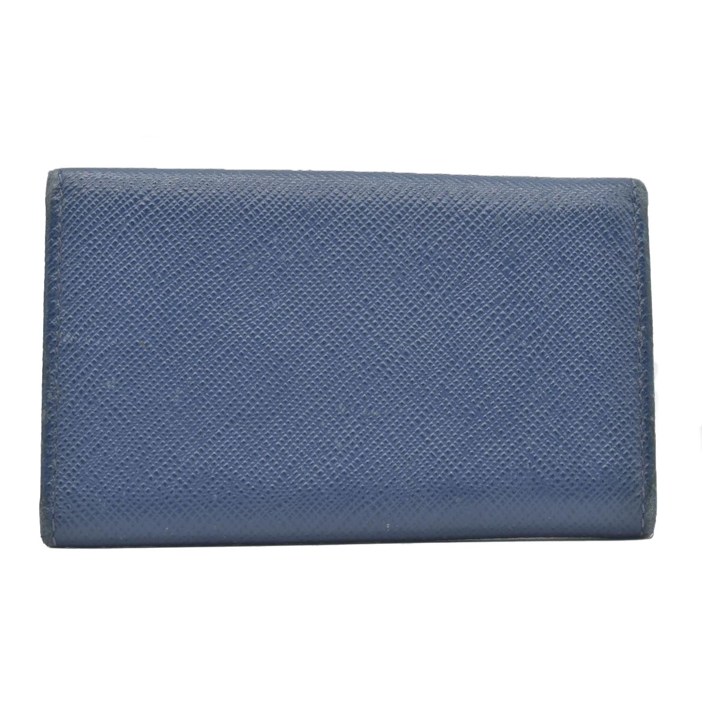 $730 PRADA Saffiano Leather 6 Ring Key Case Blue