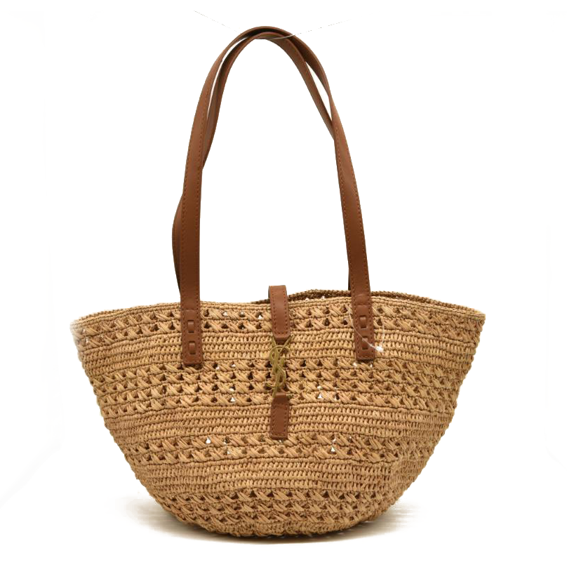 Saint Laurent Small Basket Raffia Tote Bag