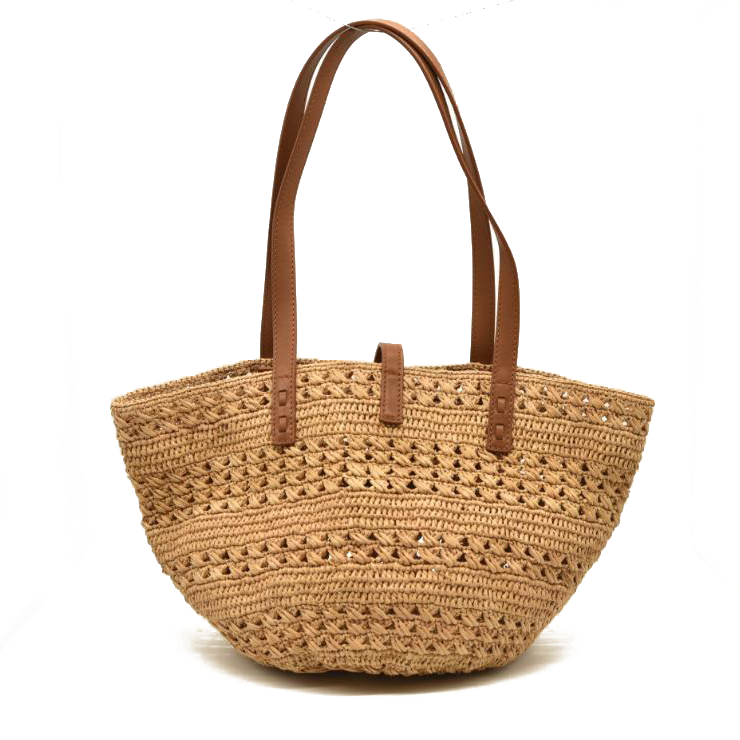 Saint Laurent Small Basket Raffia Tote Bag