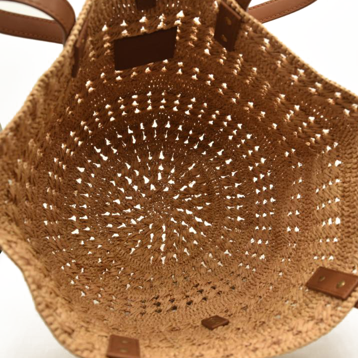 Saint Laurent Small Basket Raffia Tote Bag