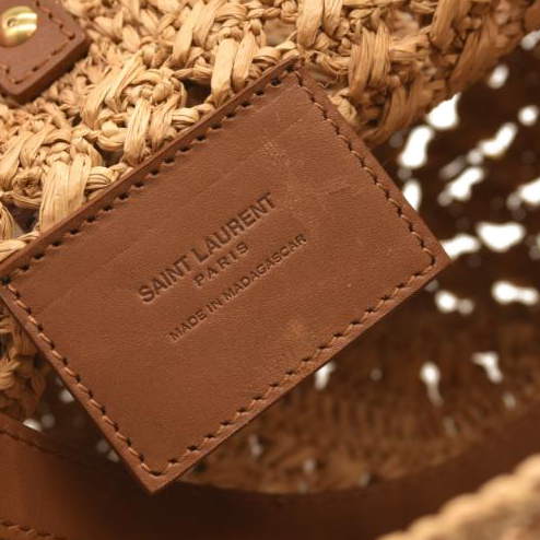 Saint Laurent Small Basket Raffia Tote Bag