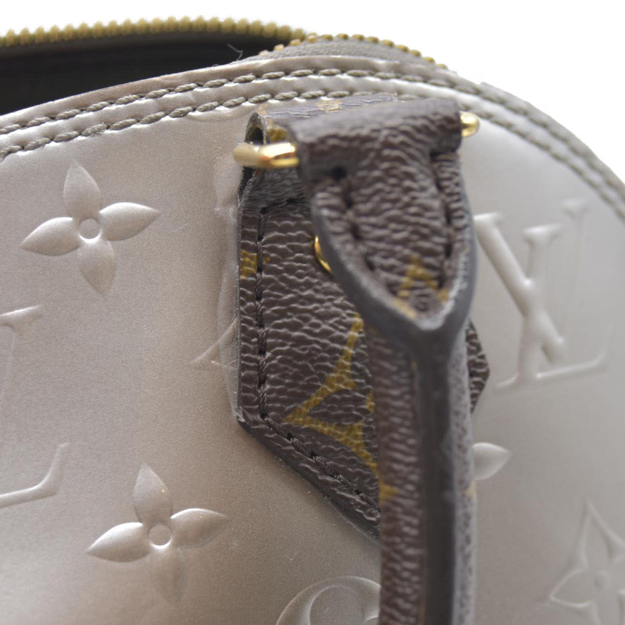 $1940 Louis Vuitton  Vernis Monogram Alma BB Taupe Metallise Crossbody