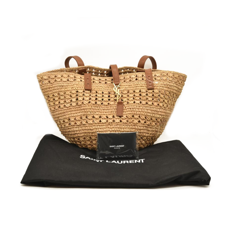 Saint Laurent Small Basket Raffia Tote Bag
