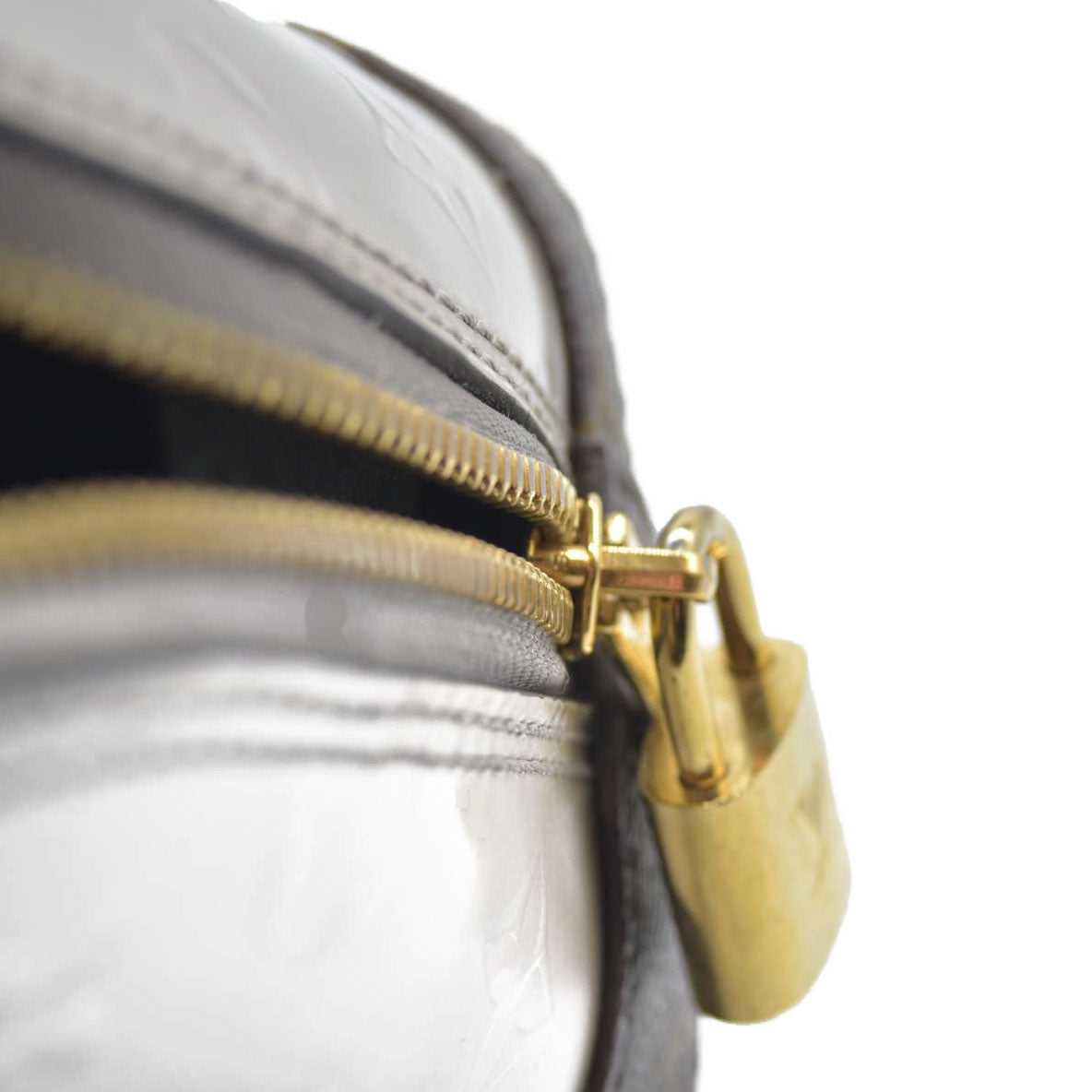 $1940 Louis Vuitton  Vernis Monogram Alma BB Taupe Metallise Crossbody