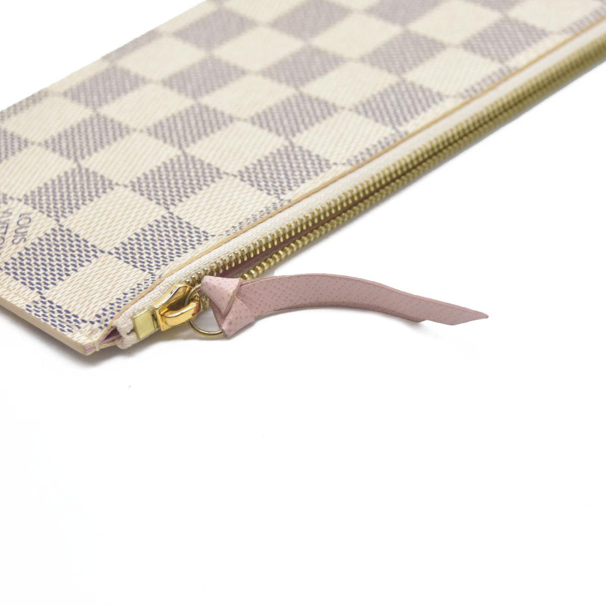 $1580 Louis Vuitton Damier Azur Pochette Félicie Wallet Zippered Insert Rose Ballerine