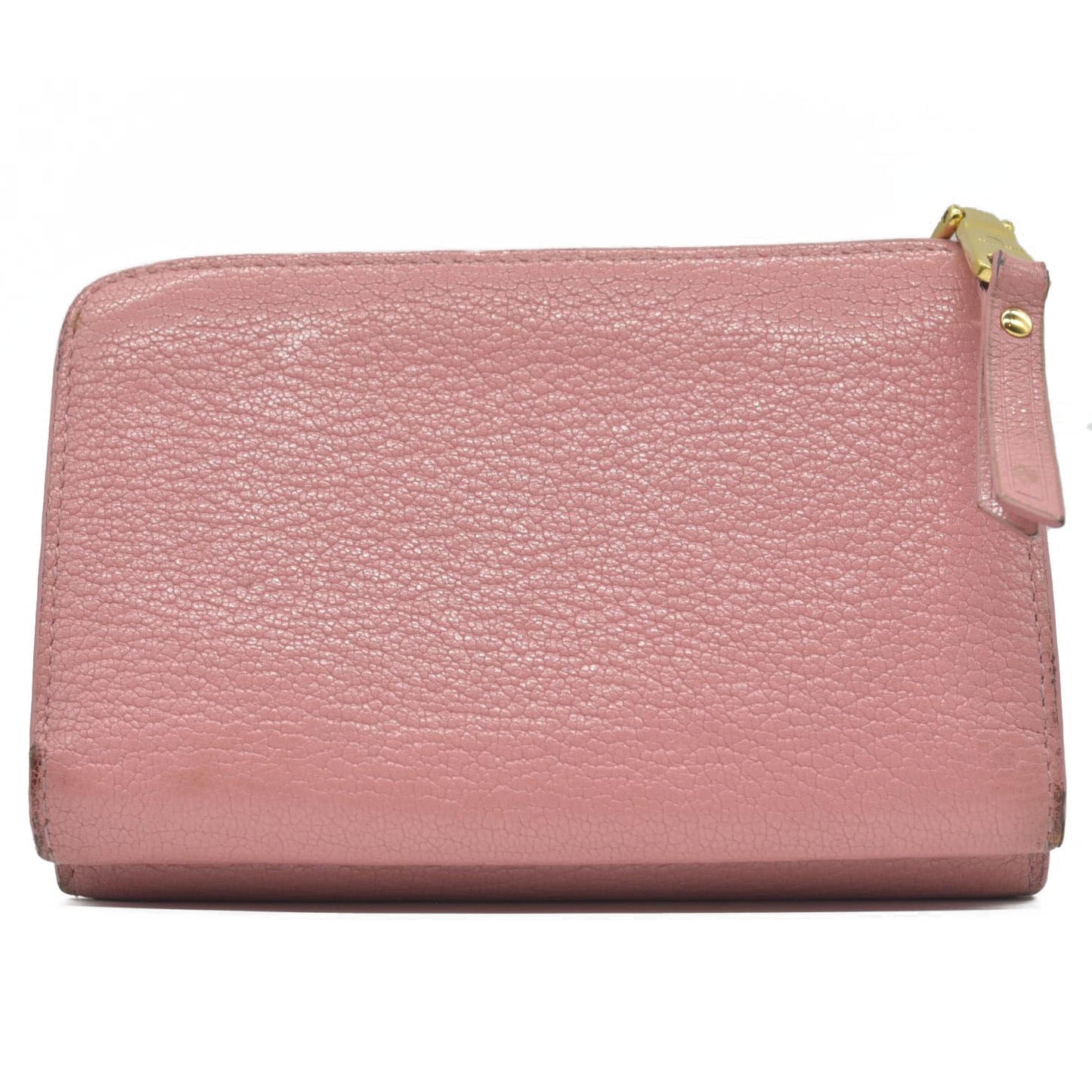 $695 Miu Miu Logo Leather Trifold Wallet – Pink