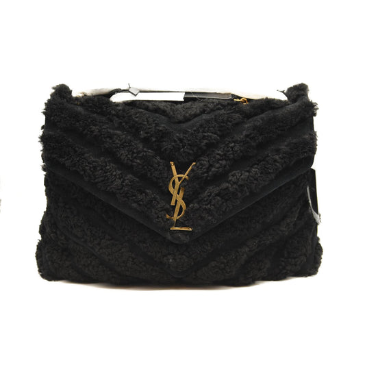 NEW SAINT LAURENT Loulou Medium YSL Shearling Shoulder Bag
