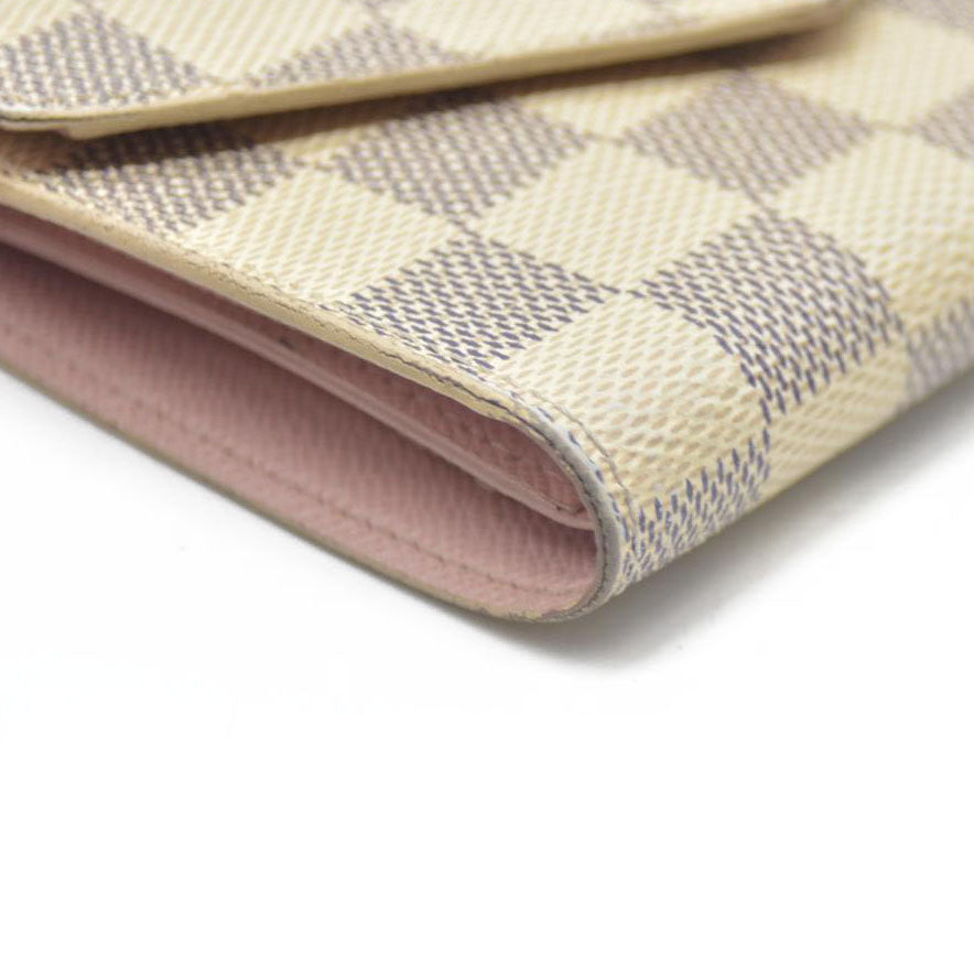 AUCTION $605 Louis Vuitton Tri-fold Wallet Damier Azur Portefeuille Victorine