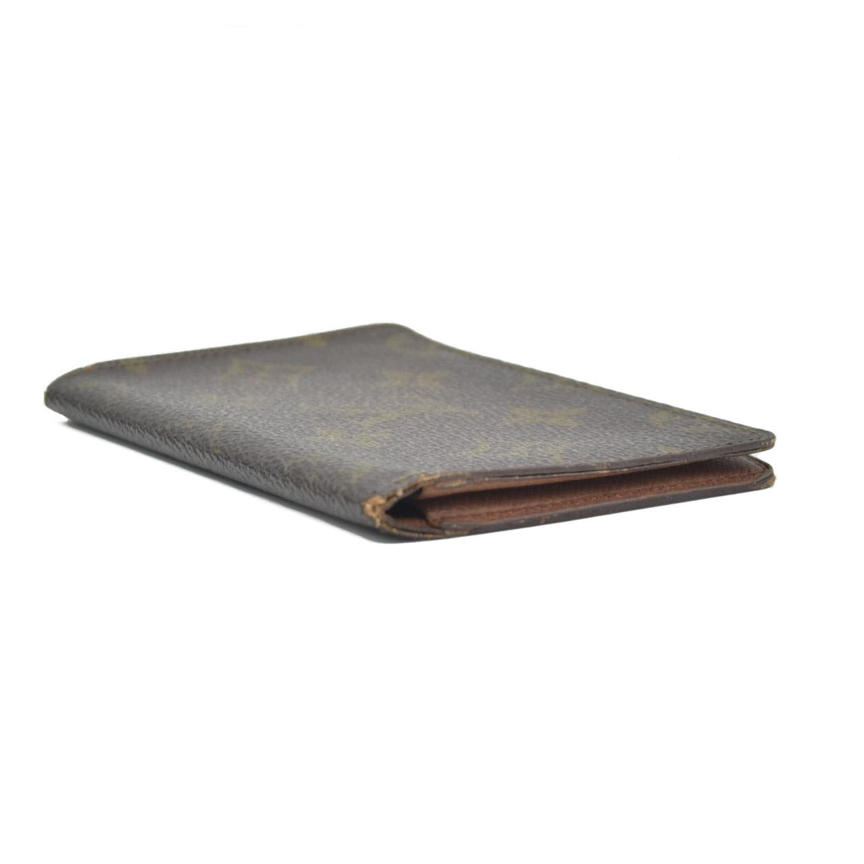 $350 Vintage Louis Vuitton Monogram Porte 2 Cartes Vertical Pass Card Case Brown