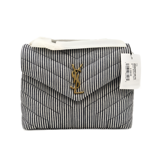NEW Saint Laurent Loulou Small in Striped Denim